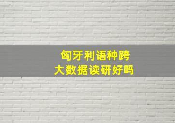 匈牙利语种跨大数据读研好吗