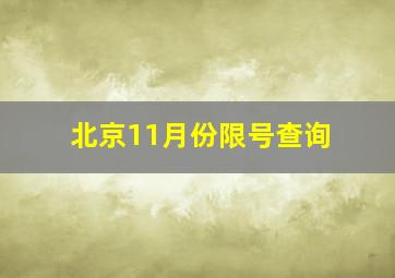 北京11月份限号查询