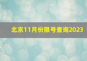 北京11月份限号查询2023