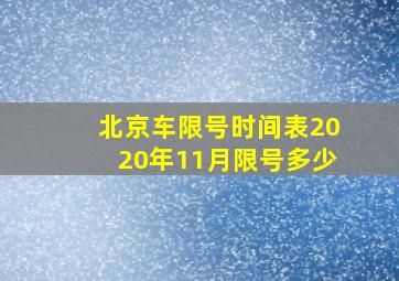 北京车限号时间表2020年11月限号多少