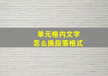 单元格内文字怎么换段落格式