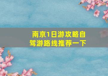 南京1日游攻略自驾游路线推荐一下