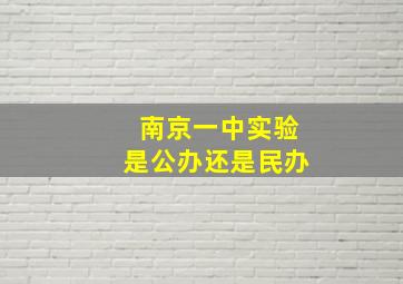 南京一中实验是公办还是民办