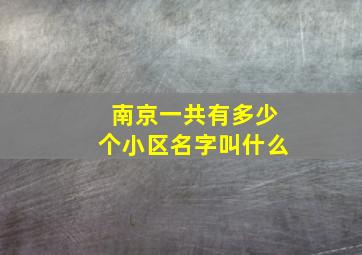 南京一共有多少个小区名字叫什么