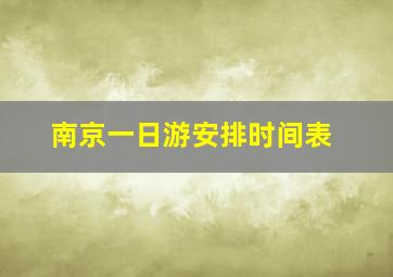 南京一日游安排时间表