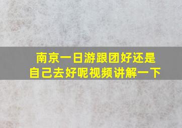 南京一日游跟团好还是自己去好呢视频讲解一下