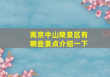 南京中山陵景区有哪些景点介绍一下