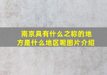 南京具有什么之称的地方是什么地区呢图片介绍