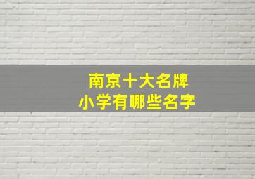 南京十大名牌小学有哪些名字