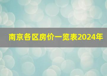 南京各区房价一览表2024年