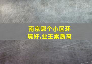 南京哪个小区环境好,业主素质高