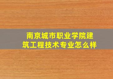 南京城市职业学院建筑工程技术专业怎么样