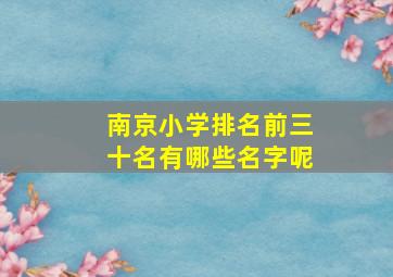 南京小学排名前三十名有哪些名字呢