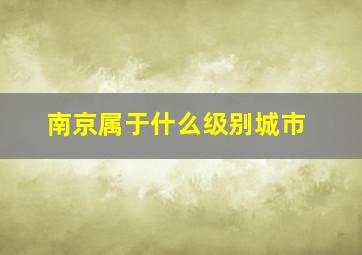 南京属于什么级别城市