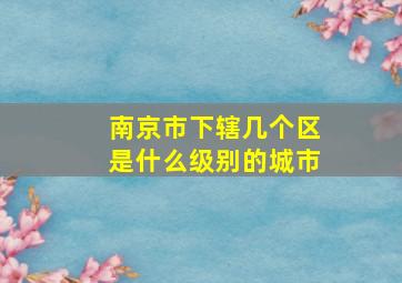 南京市下辖几个区是什么级别的城市