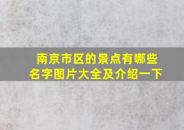 南京市区的景点有哪些名字图片大全及介绍一下