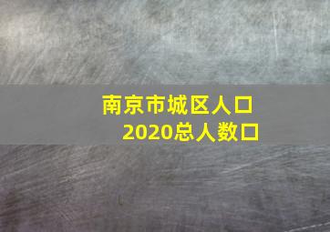 南京市城区人口2020总人数口