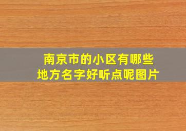 南京市的小区有哪些地方名字好听点呢图片