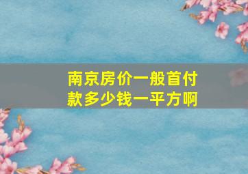 南京房价一般首付款多少钱一平方啊