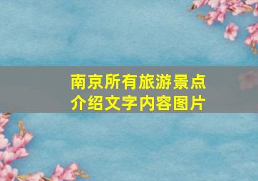 南京所有旅游景点介绍文字内容图片