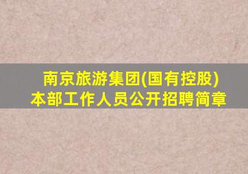 南京旅游集团(国有控股)本部工作人员公开招聘简章