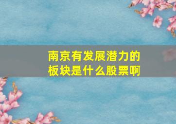 南京有发展潜力的板块是什么股票啊