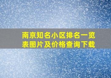 南京知名小区排名一览表图片及价格查询下载