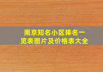 南京知名小区排名一览表图片及价格表大全