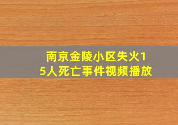 南京金陵小区失火15人死亡事件视频播放