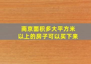 南京面积多大平方米以上的房子可以买下来