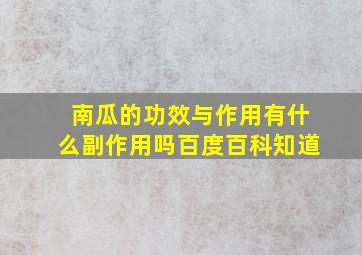 南瓜的功效与作用有什么副作用吗百度百科知道