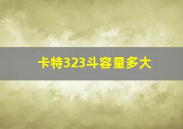 卡特323斗容量多大