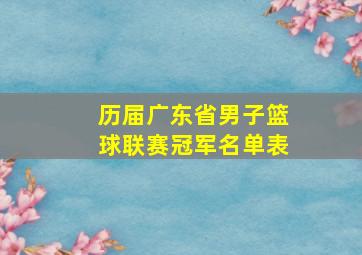 历届广东省男子篮球联赛冠军名单表