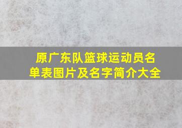 原广东队篮球运动员名单表图片及名字简介大全