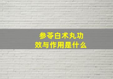 参苓白术丸功效与作用是什么