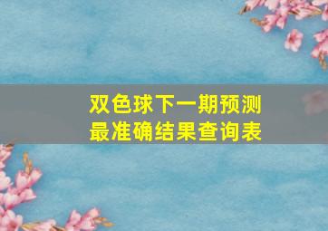 双色球下一期预测最准确结果查询表