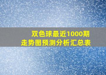 双色球最近1000期走势图预测分析汇总表