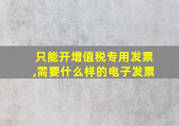 只能开增值税专用发票,需要什么样的电子发票