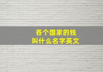 各个国家的钱叫什么名字英文