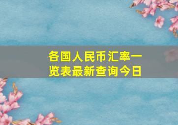 各国人民币汇率一览表最新查询今日