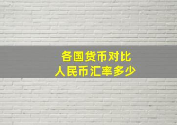 各国货币对比人民币汇率多少