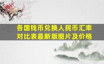 各国钱币兑换人民币汇率对比表最新版图片及价格