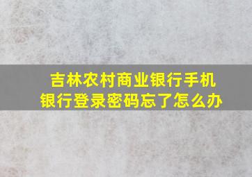 吉林农村商业银行手机银行登录密码忘了怎么办