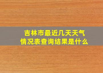 吉林市最近几天天气情况表查询结果是什么