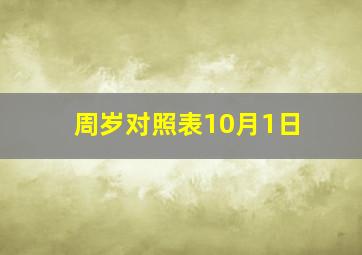 周岁对照表10月1日