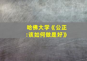 哈佛大学《公正:该如何做是好》