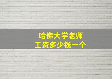 哈佛大学老师工资多少钱一个