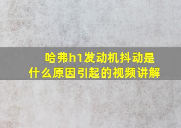 哈弗h1发动机抖动是什么原因引起的视频讲解