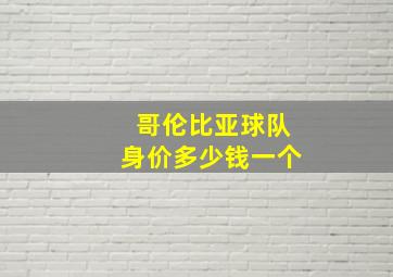 哥伦比亚球队身价多少钱一个