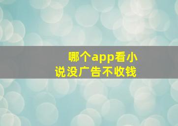 哪个app看小说没广告不收钱